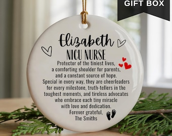 NICU Nurse Ornament, Personalized Christmas Gift for NICU Nurse, Custom Thank You Keepsake, Neonatal Nurse Ornament, Baby Nurse Gift