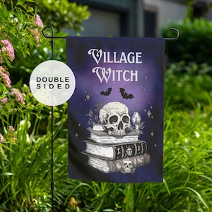 Village Witch Garden Flag, Witchy Home Decor, Halloween House Banner, Fall Yard Flag, Witch Garden Flag, Spooky Garden Decor