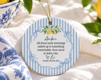 Retirement Ornament La Dolce Vita Personalized Retirement Gift for Woman Retired 2026 Sweet Life New Chapter Keepsake Italian Inspired
