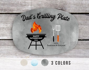 Personalized Grilling Plate, Fathers Day Gift from Kids, Grill Gifts, BBQ Custom Platter, Daddy's Grilling Plate