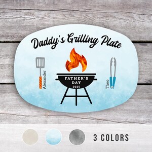 BBQ Gifts, Personalized Grilling Plate, Grill Gifts, Dad Gift from Kids, Custom Platter, Gift for Grandpa