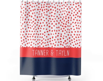 Custom Shower Curtain, Kids Bathroom Decor, Fun Polka Dots, Cute Colorful, New Home Gift - Custom Colors