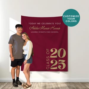 Graduation Banner, Custom Backdrop, Grad Party Decor, Personalized Graduation Backdrop, High School Graduation Sign - Custom Colors
