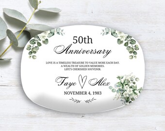 50th Wedding Anniversary Gifts, Personalized Family Platter, Golden Anniversary, Anniversary Gift for Parents, Custom Couple Gift
