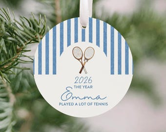 Personalized Tennis Ornament, Tennis Player Gift, Custom Name Ornament, Tennis Coach Gift, Tennis Christmas, Sports Ornament, Racket Gift