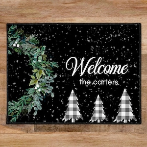 Custom Welcome Mat, Christmas Door Mat, Personalized Entry Rug, Outdoor Decor, New Home Gift