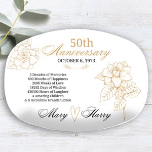 50th Wedding Anniversary Gift, Personalized Family Platter, Golden Anniversary, Anniversary Gift for Parents, Custom Couple Gift