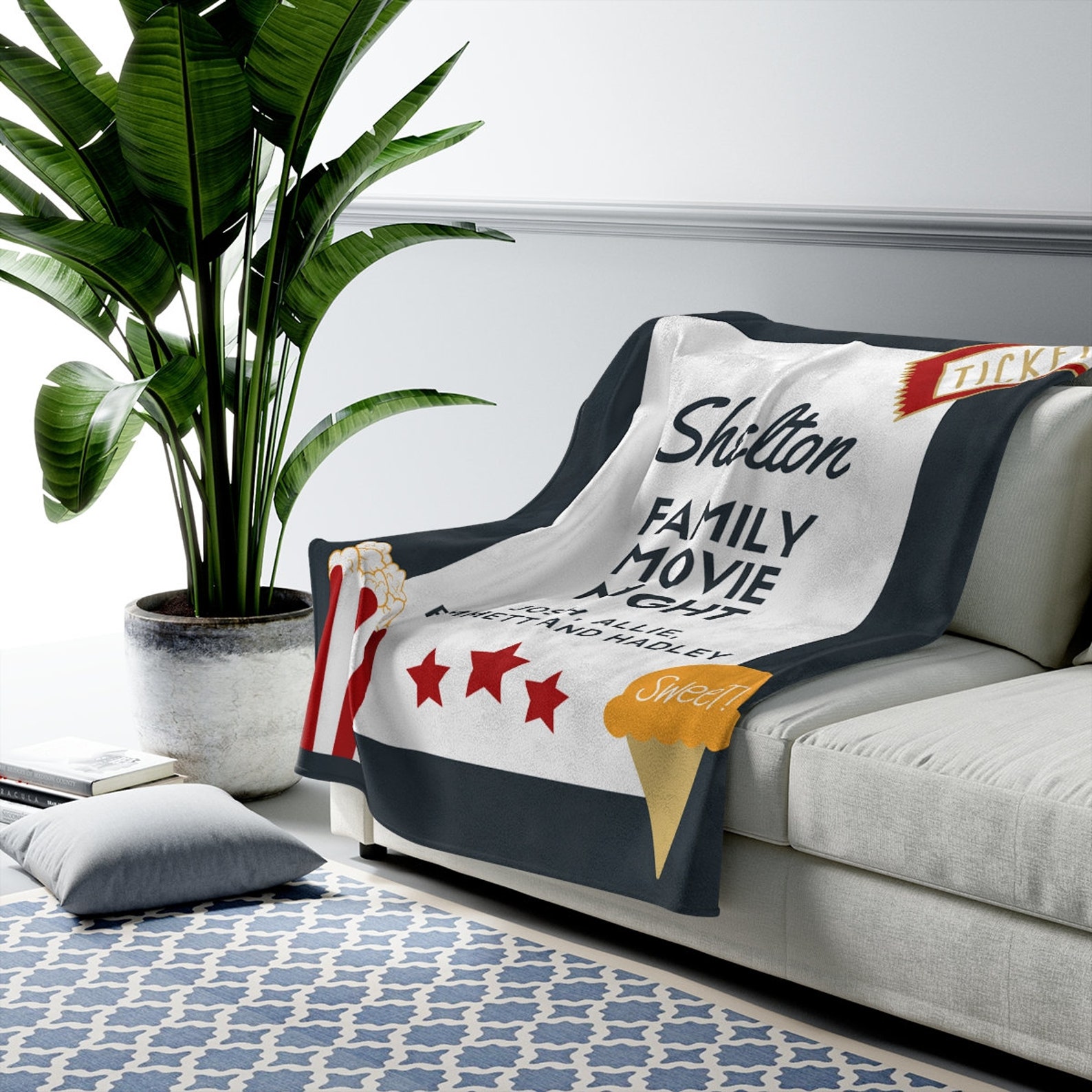 Family Gift Movie Night Blanket Personalized Family Throw Etsy