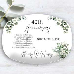 40th Anniversary Gift, Personalized Family Platter, Anniversary Gift for Parents, Custom Couple Gift,