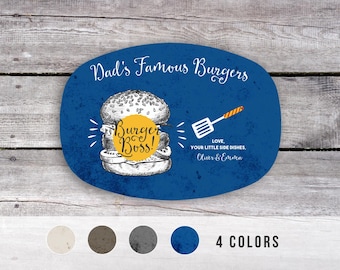 Burger Personalized Platter, Daddy's Grilling Plate, Kitchen Gifts for Dad, Gift for Him, Serving Platter