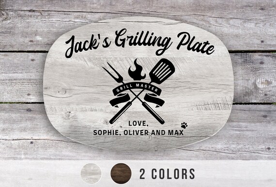 Grill Master BBQ Gifts, Personalized Grilling Plate, Dad Gift From