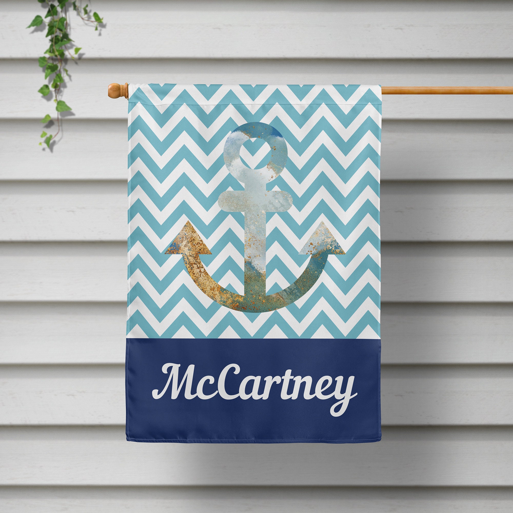 Nautical Garden Flag Personalized House Flag Anchor Yard Etsy