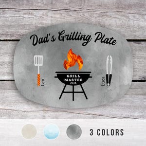 BBQ Gifts, Personalized Grilling Plate, Grill Master, Dad Gift from Kids, Custom Platter, Gift for Grandpa