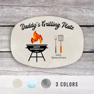 Personalized Grilling Plate, Fathers Day Gift from Kids, Grill Gifts, BBQ Custom Platter, Daddy's Grilling Plate