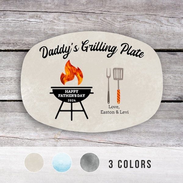 Personalized Grilling Plate, Fathers Day Gift from Kids, Grill Gifts, BBQ Custom Platter, Daddy's Grilling Plate