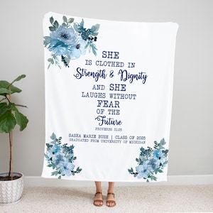 College Graduation Gift for Her, Personalized Graduation Blanket, Christian Gifts for Women, Daughter Graduation Gift