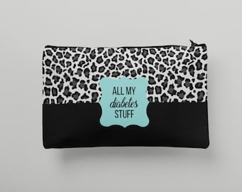 Diabetes Stuff Bag, Diabetic Travel Pouch, Cute Animal Print, Juvenile Diabetes, Gift For Diabetic