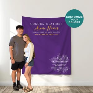 Custom Backdrop, Graduation Banner, Grad Party Decor, Personalized Graduation Backdrop, High School Graduation Sign - Custom Colors