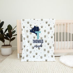 Personalized Baby Blanket, Dinosaur Nursery, Baby Boy Gift, Minky Blanket, Baby Shower Gift