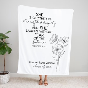 Graduation Gift for Her, Personalized Graduation Blanket, Christian Gifts for Women, Class of 2025, Daughter Graduation Gift