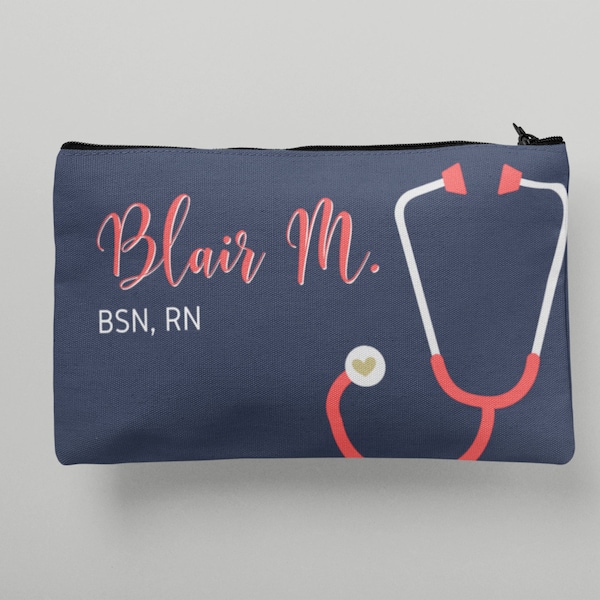 BSN Graduation Gift, Custom Makeup Bag, RN LPN, Nurse Practitioner, Nurses Week, Nurse Cosmetic Pouch, Pencil Case