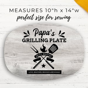 Papa Personalized Grilling Plate, Grandpa Gift from Grandkids, Custom Name Platter, Grill Gifts, Daddy's Grilling Plate, Grill Accessories image 3