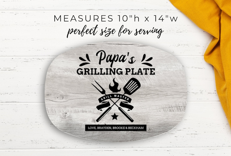 Papa Personalized Grilling Plate, Grandpa Gift from Grandkids, Custom Name Platter, Grill Gifts, Daddy's Grilling Plate, Grill Accessories image 3