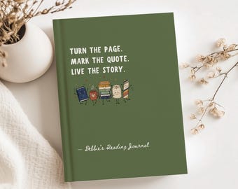 Personalized Reading Journal, Custom Name Notebook, Book Lover Gift, Bookworm Journal for Her