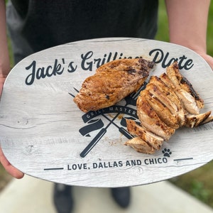 Papa Personalized Grilling Plate, Grandpa Gift from Grandkids, Custom Name Platter, Grill Gifts, Daddy's Grilling Plate, Grill Accessories image 2