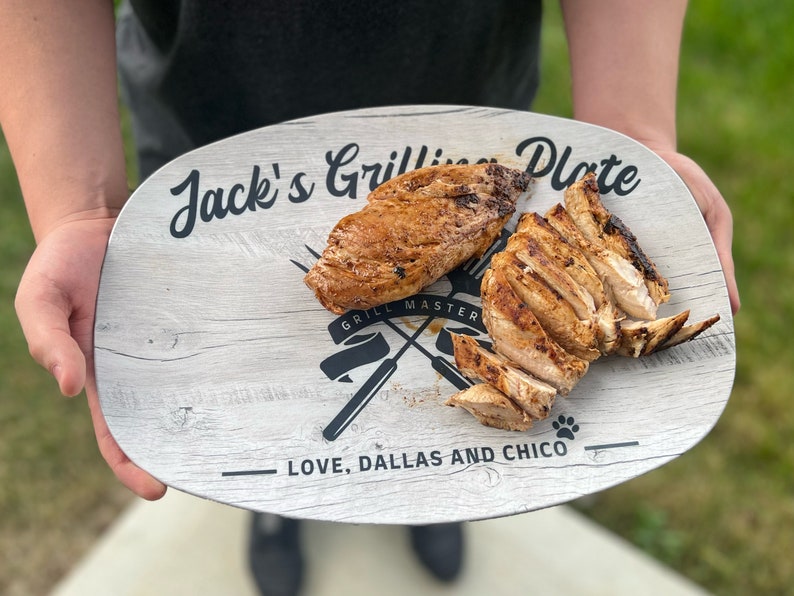 Papa Personalized Grilling Plate, Grandpa Gift from Grandkids, Custom Name Platter, Grill Gifts, Daddy's Grilling Plate, Grill Accessories image 2