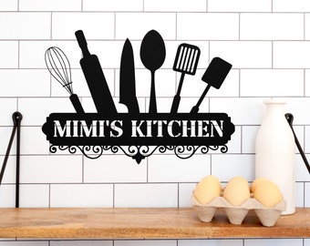 Custom Metal Sign for Kitchen, Mimi's Kitchen Sign, Personalized Sign, Metal Kitchen Sign, Gifts for Mimi, Custom Kitchen Sign Wall Decor