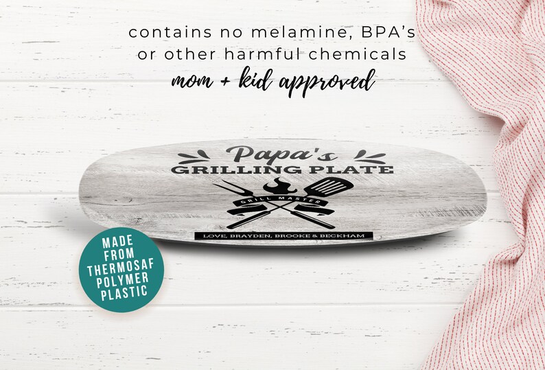 Papa Personalized Grilling Plate, Grandpa Gift from Grandkids, Custom Name Platter, Grill Gifts, Daddy's Grilling Plate, Grill Accessories image 4