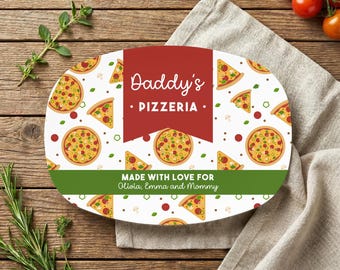 Pizza Personalized Plate, Custom Pizza Platter, Kitchen Gifts for Dad, Gift for Him, Pizza Accessories