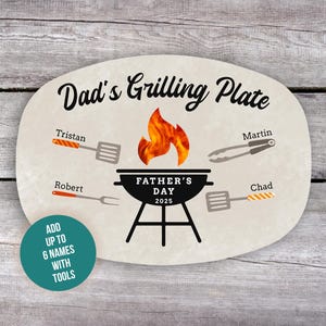 BBQ Gifts, Personalized Grilling Plate, Grill Gifts, Dad Gift from Kids, Custom Platter, Gift for Grandpa