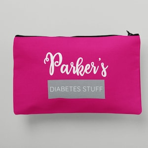 Personalized Diabetes Stuff Bag, Diabetic Travel Pouch, Gift for Diabetic, Juvenile Diabetes - Custom Colors