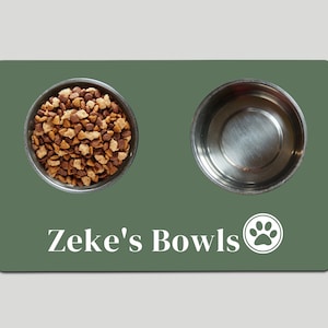 Pet Food Mat, Personalized Feeding Mat, Dog Placemat, Water Bowl Mat, Food Bowl Rug, Custom Pet Gifts - Choose your Colors