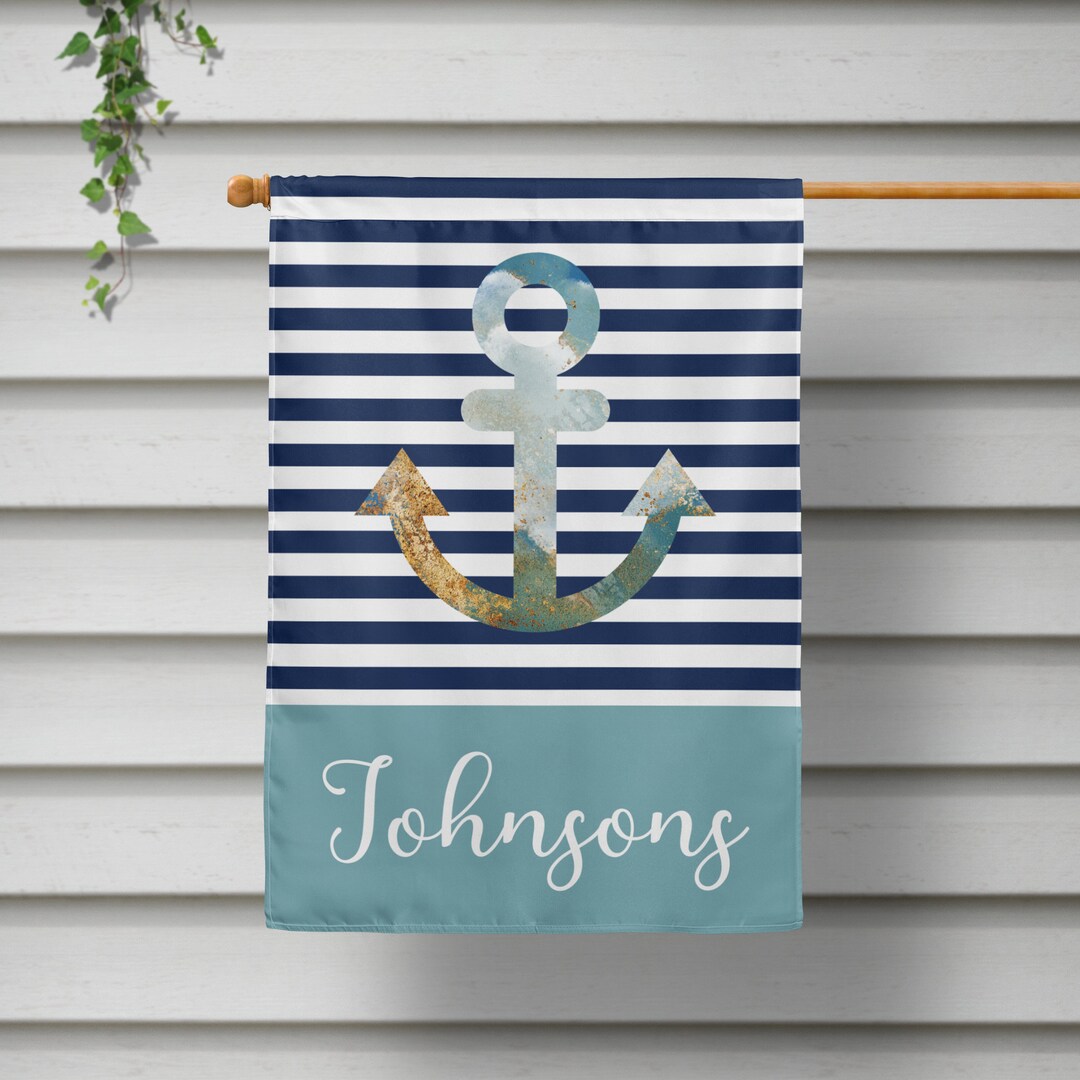 Nautical House Flag, Personalized Garden Flag, New Home Gift, Housewarming, Lake House Decor