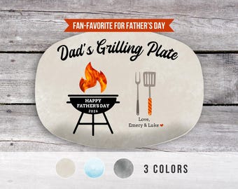 Personalized Grilling Plate, Fathers Day Gift from Kids, Grill Gifts, BBQ Custom Platter, Daddy's Grilling Plate