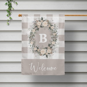 Winter Garden Flag, Personalized House Flag, Welcome Farmhouse Sign, House Warming Gift - Custom Colors