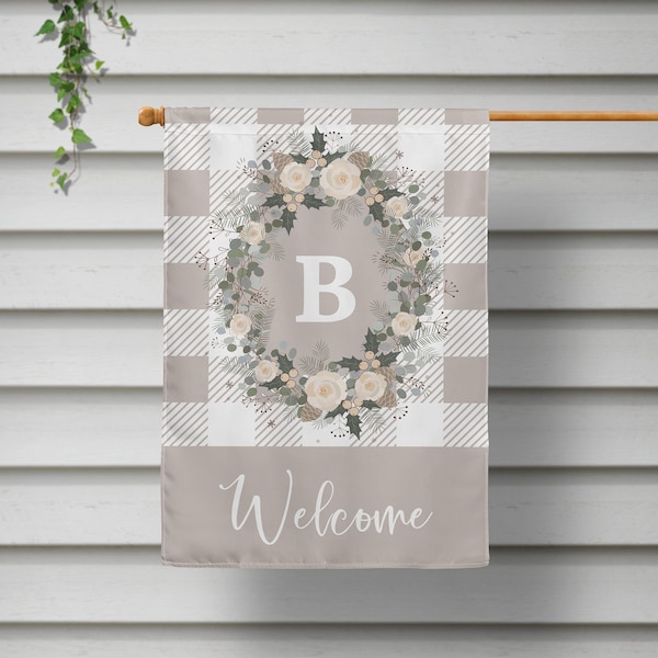 Winter Garden Flag, Personalized House Flag, Welcome Farmhouse Sign, House Warming Gift - Custom Colors