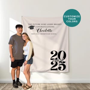 Class of 2025 Graduation Banner, Custom Backdrop, Grad Party Decor, Graduation Backdrop, High School Graduation Sign - Custom Colors