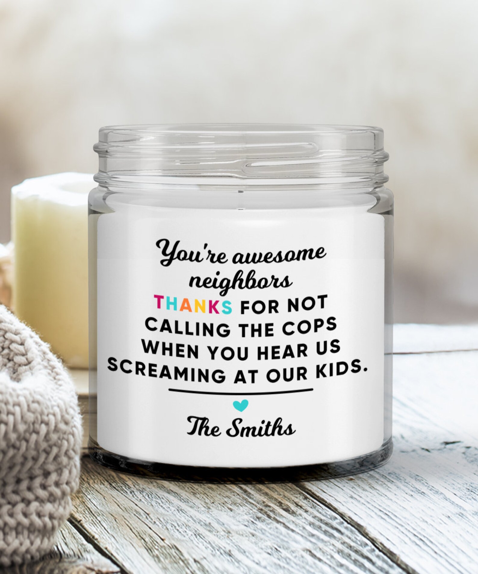 Neighbor Gift Funny Candle for Neighbors Thank You Etsy