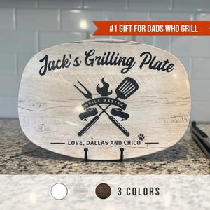 Grilling Gifts for Men, Personalized Grilling Plate, BBQ Gifts, Dad Gift from Kids, Barbeque Serving Platter, Grill Accessories