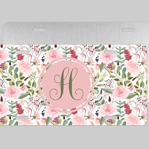 Front License Plate, Personalized Car Tag, Cute Car Accessories, New Car, Sweet 16 Gift, Blush Floral