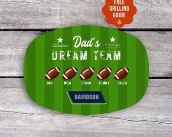 Grilling Gifts for Men, Personalized Grilling Plate, Dad Gift from Kids, Custom Name Platter, Barbecue Serving Tray, Grill Accessories