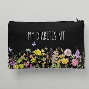 Diabetes Kit Bag, Diabetic Travel Pouch, Wildflowers, Juvenile Diabetes, Gift For Diabetic