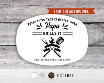 Fathers Day Gifts from Kids, Personalized Grilling Plate, Grill Gifts, BBQ Custom Platter, Dads Grilling Plate