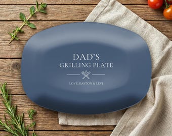 Personalized Grilling Plate, Fathers Day Gift from Kids, BBQ Grill Gifts, Custom Grilling Tray, Daddy's Grilling Plate