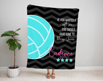 Volleyball Personalized Blanket, Fleece Throw, Volleyball Gifts, Teen Girl Gift - Custom Colors