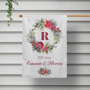 Christmas Wedding, Personalized Garden Flag, Welcome Yard Sign, Backyard Wedding, Newlywed Gift